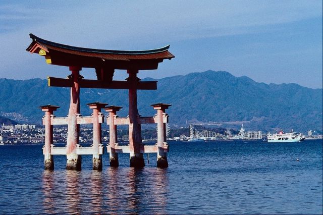 seascape with oriental shrine